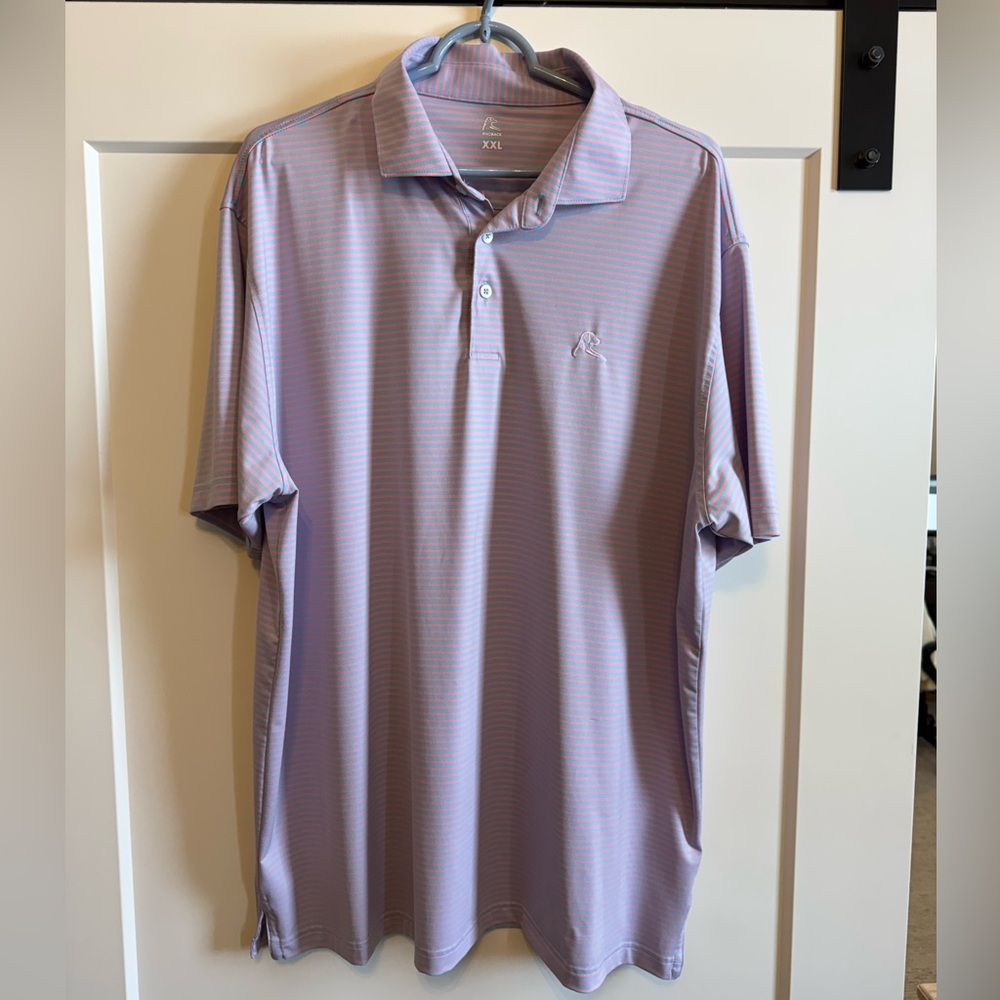 Rhoback Striped Polo - XXL - Flamingo Pink/Pure Blue